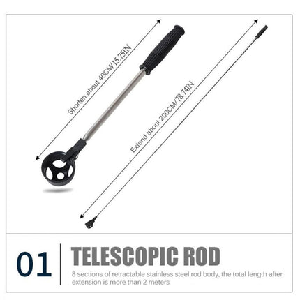 2 Pack Telescopic Golf Ball Retriever - Stainless Steel Shaft, Non-Slip Rubber Grip, 40cm to 200cm Adjustable Length, Portable Pick-Up Tool for Course and Water Hazards