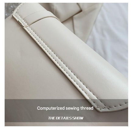 Beige Trendy Pleated PU Leather Crossbody Bag - 24x13x7cm Compact Shoulder Bag with Braided Handle, Gold Hardware, Adjustable Strap, Lightweight Daily Carry for Women