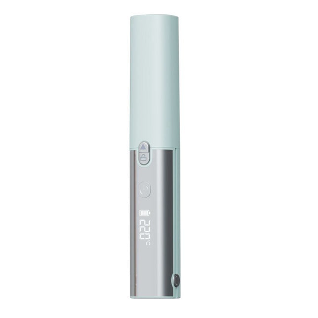 Green Cordless 2-in-1 Hair Straightener and Curler - Rechargeable Mini Styling Tool with Ceramic Coating, LED Display, 4 Temperature Settings, Travel Friendly Design for Women