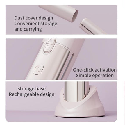 Pink Cordless 2-in-1 Hair Straightener and Curler - Rechargeable Mini Styling Tool with Ceramic Coating, LED Display, 4 Temperature Settings, Travel Friendly Design for Women