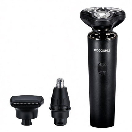 3-in-1 Electric Shaver for Men -  USB Rechargeable, 8D Floating Heads, Travel Lock, Nose & Sideburn Trimmer, Portable Grooming Kit