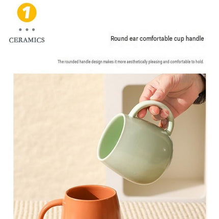 2 pack （Purple and Yellow ）Macaron Ceramic Mug 480ml - Large Belly Coffee Cup, Underglaze Colour, Non Slip Base, Ergonomic Handle, Microwave and Dishwasher Safe, Home Office Breakfast Drinkware