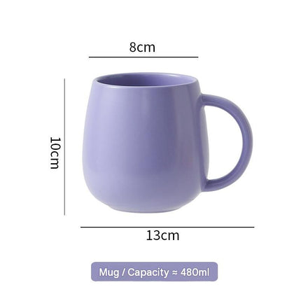 2 pack （Purple and Yellow ）Macaron Ceramic Mug 480ml - Large Belly Coffee Cup, Underglaze Colour, Non Slip Base, Ergonomic Handle, Microwave and Dishwasher Safe, Home Office Breakfast Drinkware