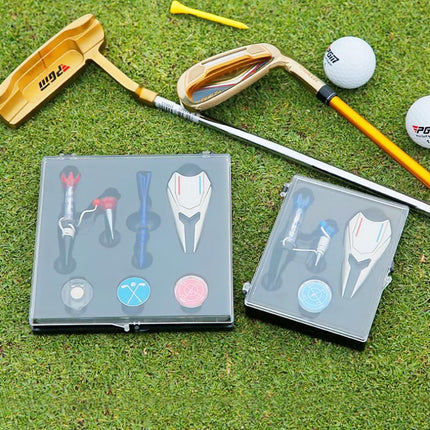 3 piece Golf Accessories Gift Set - Magnetic Anti-Fly Tee, Spirit Level Hat Clip Marker, Metal Divot Repair Tool with Alignment Lines, Portable Course Essentials for Men