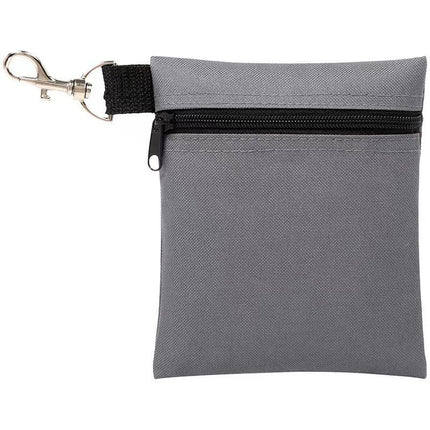Grey Golf Ball Pouch with Zipper and Metal Clip - Durable Nylon Storage Bag for Balls, Tees and Divot Tools - Portable Waist Accessory Organizer for Golfers
