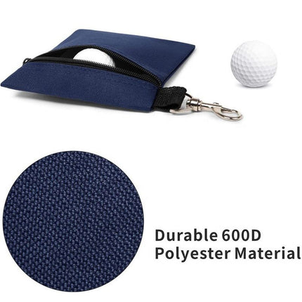 Grey Golf Ball Pouch with Zipper and Metal Clip - Durable Nylon Storage Bag for Balls, Tees and Divot Tools - Portable Waist Accessory Organizer for Golfers