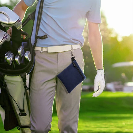 Dark Green Golf Ball Pouch with Zipper and Metal Clip - Durable Nylon Storage Bag for Balls, Tees and Divot Tools - Portable Waist Accessory Organizer for Golfers
