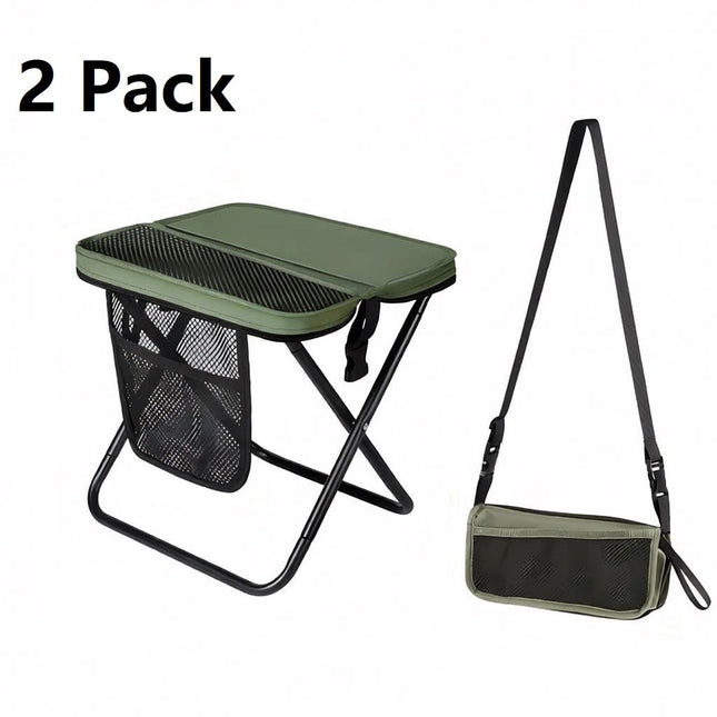 Green 2 Pack Portable Foldable Stool with a Crossbody Strap