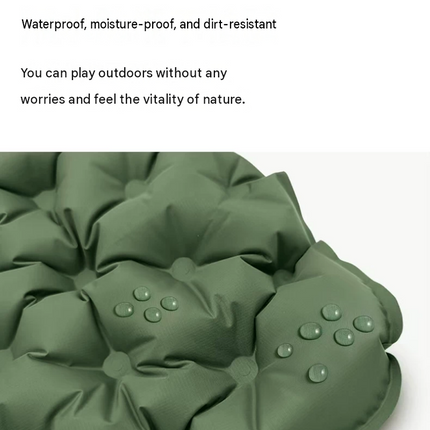 Grey Single Outdoor Foot Pump Inflatable Sleeping Pad （190 x 60 x 5 cm ）- 40D Nylon Camping Air Mattress with Built-in Pillow and Double Valve - Portable Moisture Proof Mat for Hiking Backpacking