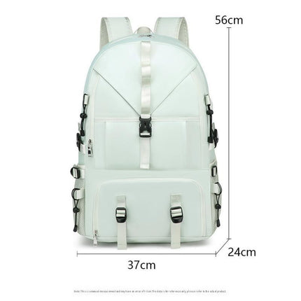 Black Large Capacity Travel Backpack - Waterproof Polyester Hiking Rucksack with Shoe Compartment and USB Port - Unisex Outdoor Luggage Bag for Camping Trekking and Weekend Trips