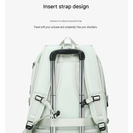 Grey Large Capacity Travel Backpack - Waterproof Polyester Hiking Rucksack with Shoe Compartment and USB Port - Unisex Outdoor Luggage Bag for Camping Trekking and Weekend Trips