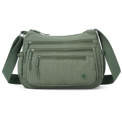 Green Lightweight Nylon Crossbody Bag for Women - Multi-Compartment Shoulder Purse with Adjustable Strap 260g Travel Friendly Commuter Tote for Daily Use