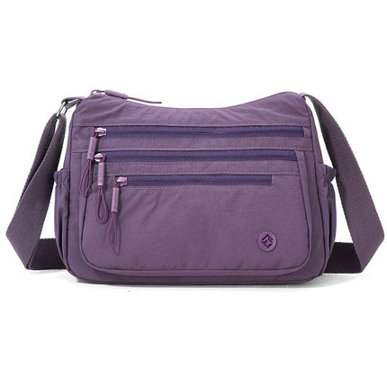 Purple Lightweight Nylon Crossbody Bag for Women - Multi-Compartment Shoulder Purse with Adjustable Strap 260g Travel Friendly Commuter Tote for Daily Use