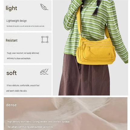 Purple Lightweight Nylon Crossbody Bag for Women - Multi-Compartment Shoulder Purse with Adjustable Strap 260g Travel Friendly Commuter Tote for Daily Use