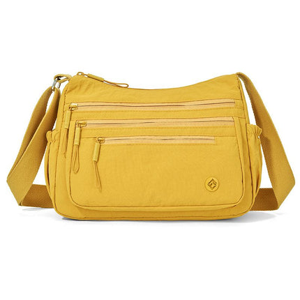 Yellow Lightweight Nylon Crossbody Bag for Women - Multi-Compartment Shoulder Purse with Adjustable Strap 260g Travel Friendly Commuter Tote for Daily Use