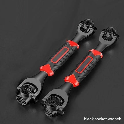 8-in-1 Multi-Function Socket Wrench Black 6-tooth 8-21mm- Chrome Vanadium Steel, Non-Slip Grip Handle, Compact 25cm Repair Tool for Automotive and Home Maintenance