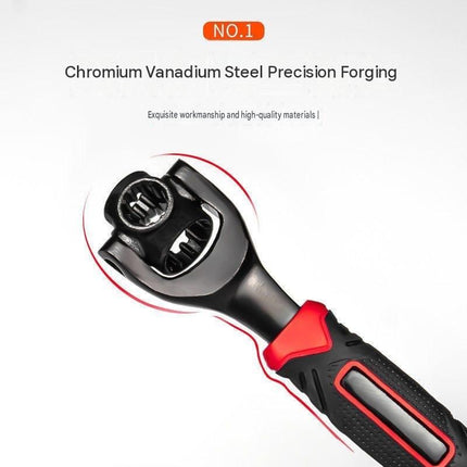 8-in-1 Multi-Function Socket Wrench Black 6-tooth 8-21mm- Chrome Vanadium Steel, Non-Slip Grip Handle, Compact 25cm Repair Tool for Automotive and Home Maintenance