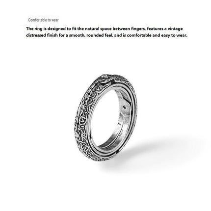Silvery US 10 Transformable Astronomical Sphere Ring - Alloy - 2-in-1 Ring and Pendant Design, Rotating Globe Structure, Retro Cosmic Style, Unisex Fashion Accessory