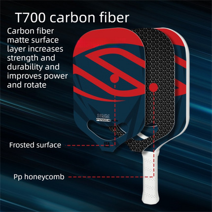 Yellow T700 Carbon Fiber Pickleball Paddle - 16mm Thick - Power Air Aerodynamic Design, PP Honeycomb Core, Ergonomic Grip, USAPA Approved Standard for Competitive Play