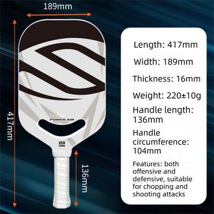 Yellow T700 Carbon Fiber Pickleball Paddle - 16mm Thick - Power Air Aerodynamic Design, PP Honeycomb Core, Ergonomic Grip, USAPA Approved Standard for Competitive Play