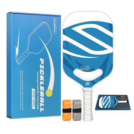 Blue T700 Carbon Fiber Pickleball Paddle - 16mm Thick - Power Air Aerodynamic Design, PP Honeycomb Core, Ergonomic Grip, USAPA Approved Standard for Competitive Play