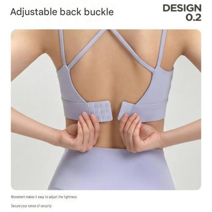 Grey S Size One-piece sports bra with thin straps - Nylon - Fixed Cup, Adjustable Back Closure, Cross Back Straps, Breathable Fabric for Yoga and Gym