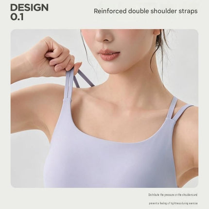 Blue S Size One-piece sports bra with thin straps - Nylon - Fixed Cup, Adjustable Back Closure, Cross Back Straps, Breathable Fabric for Yoga and Gym