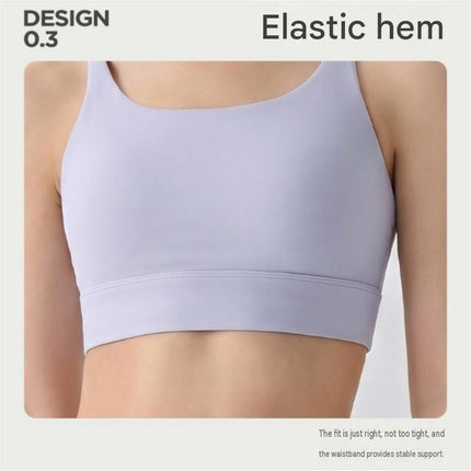 Blue S Size One-piece sports bra with thin straps - Nylon - Fixed Cup, Adjustable Back Closure, Cross Back Straps, Breathable Fabric for Yoga and Gym