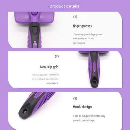 3 Pack Blue 17*10cm Self-Cleaning Pet Slicker Brush with 60 Degree Curved Pins - One-Click Hair Removal, Non-Slip Handle, Gentle Grooming Tool for Cats and Dogs