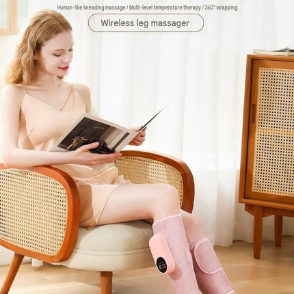 Grey（1 pack）Wireless Air Compression Leg Calf Massager with Heat - Rechargeable Kneading Relaxation Wrap for Sore Muscles, Travel, Home and Office Use, Portable Design with Multiple Modes