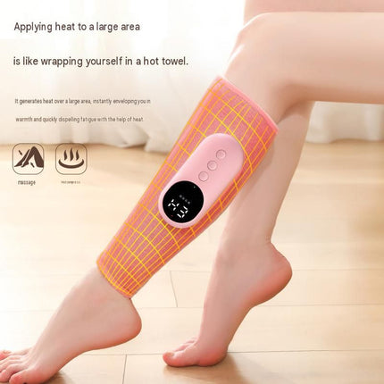 Pink （1 pair）Wireless Air Compression Leg Calf Massager with Heat - Rechargeable Kneading Relaxation Wrap for Sore Muscles, Travel, Home and Office Use, Portable Design with Multiple Modes