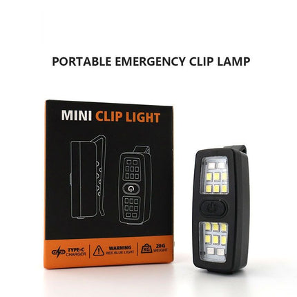 2 Pack Khaki Mini Clip Light - ABS Portable LED Safety Light with 7 Modes, USB-C Rechargeable, for Night Running, Cycling, Camping and Emergency Use
