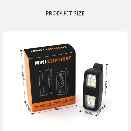 2 Pack Khaki Mini Clip Light - ABS Portable LED Safety Light with 7 Modes, USB-C Rechargeable, for Night Running, Cycling, Camping and Emergency Use