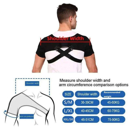 Black Small Size Double Shoulder Support Brace - Adjustable Posture Corrector with Breathable Mesh, Compression Therapy for Gym, Running, and Daily Activities