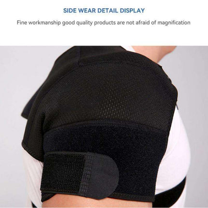 Black Large size Double Shoulder Support Brace - Adjustable Posture Corrector with Breathable Mesh, Compression Therapy for Gym, Running, and Daily Activities