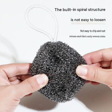 3 Pack Stainless Steel Scouring Pad with Hanging Loop - Heavy Duty Kitchen Scrubber for Pots Pans Sinks, Rust Resistant Spiral Woven Design, 30g Durable Cleaning Ball
