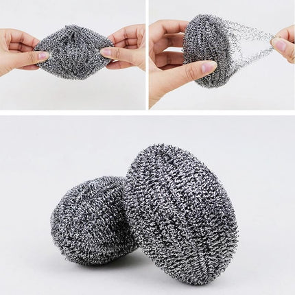 3 Pack Stainless Steel Scouring Pad with Hanging Loop - Heavy Duty Kitchen Scrubber for Pots Pans Sinks, Rust Resistant Spiral Woven Design, 30g Durable Cleaning Ball