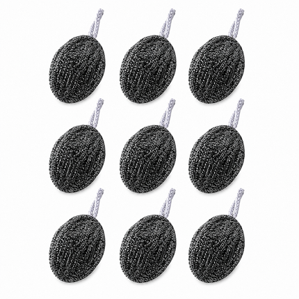 9 Pack Stainless Steel Scouring Pad with Hanging Loop - Heavy Duty Kitchen Scrubber for Pots Pans Sinks, Rust Resistant Spiral Woven Design, 30g Durable Cleaning Ball