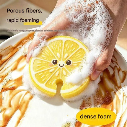 10 pack Cute Guava-shaped Wood Pulp Sponge - Compressed Kitchen Dishwashing Scrubber, Fast Foaming, Oil Resistant, Quick Drying, Eco Friendly Cellulose Cleaning Pad for Pots and Pans