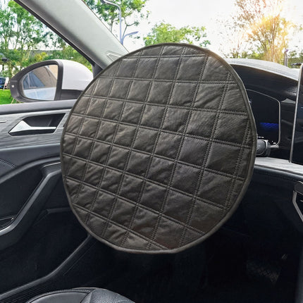 Black Reflective Steering Wheel Sun Shade Cover - Universal Fit Aluminum Foil Heat Shield, 43cm Diameter, Prevents Hot Steering Wheel, Easy Install, Foldable for Storage