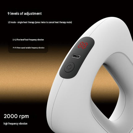 1 Pack Portable Fascia Ring Massager with Heat - 9 Speed Vibration, 40C Warmth, 2000mAh Battery, ABS Body, for Waist Abdomen Shoulder Neck Relaxation