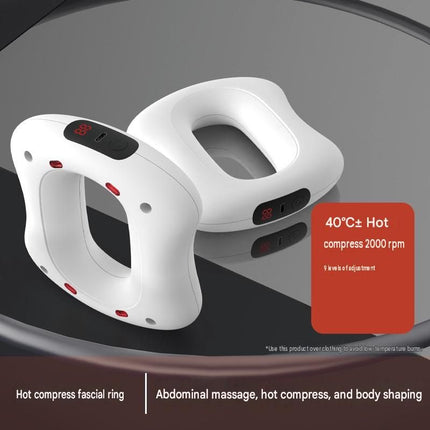 2 Pack Portable Fascia Ring Massager with Heat - 9 Speed Vibration, 40C Warmth, 2000mAh Battery, ABS Body, for Waist Abdomen Shoulder Neck Relaxation