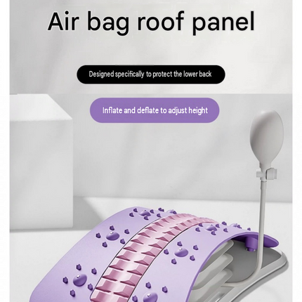 Grey Adjustable Lumbar Stretcher with Airbag - PP TPR Magnetic Surface, 53-120mm Height Range, Back Support for Home Yoga Relief