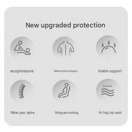 Grey Adjustable Lumbar Stretcher with Airbag - PP TPR Magnetic Surface, 53-120mm Height Range, Back Support for Home Yoga Relief