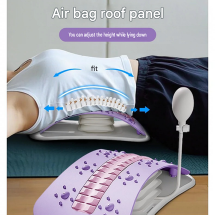 Grey Adjustable Lumbar Stretcher with Airbag - PP TPR Magnetic Surface, 53-120mm Height Range, Back Support for Home Yoga Relief
