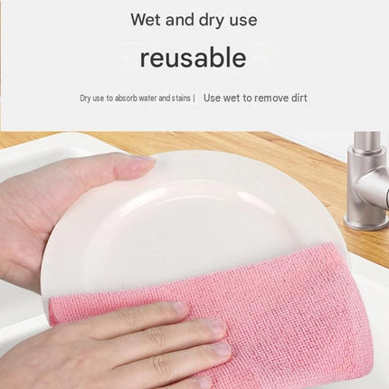 Pink Disposable Microfiber Cleaning Cloths-Buy two get one free, so you'll receive three items in total - 20 Pack 20x20cm Polyester Kitchen Wipes, Lint-Free, Reusable, Wet & Dry Use, Easy Rinse Design