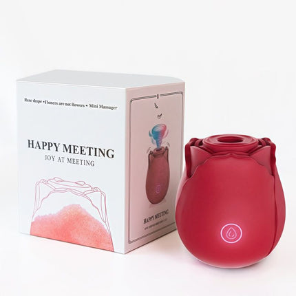 Red Rose Sucking Vibrator - Silicone & ABS, 10 Frequency Pulse Suction, Waterproof Rechargeable Clitoral Massager for Women
