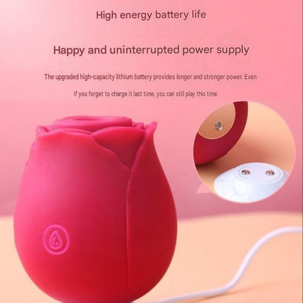 Red Rose Sucking Vibrator - Silicone & ABS, 10 Frequency Pulse Suction, Waterproof Rechargeable Clitoral Massager for Women