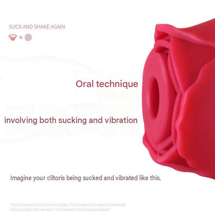 Red Rose Sucking Vibrator - Silicone & ABS, 10 Frequency Pulse Suction, Waterproof Rechargeable Clitoral Massager for Women