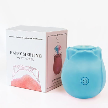 Blue Rose Sucking Vibrator - Silicone & ABS, 10 Frequency Pulse Suction, Waterproof Rechargeable Clitoral Massager for Women